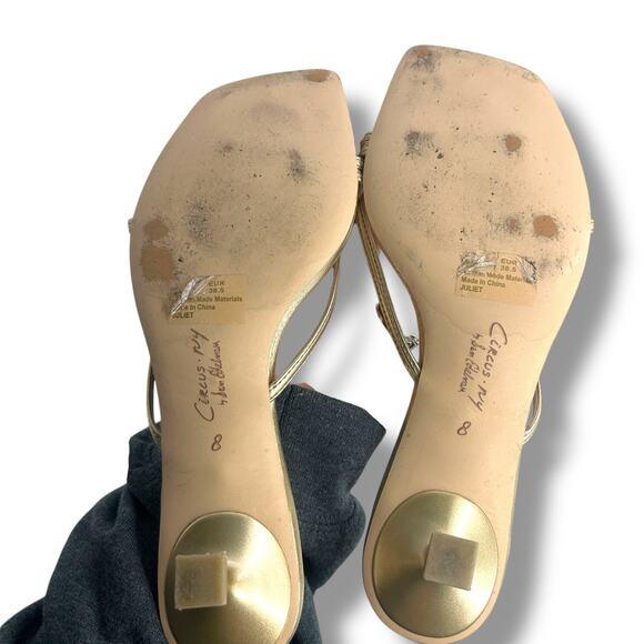 Circus NY Sam Edelman Gold Leaf Metallic Kitten Heels Size 8 Dress Sandals EUC - Picture 4 of 14